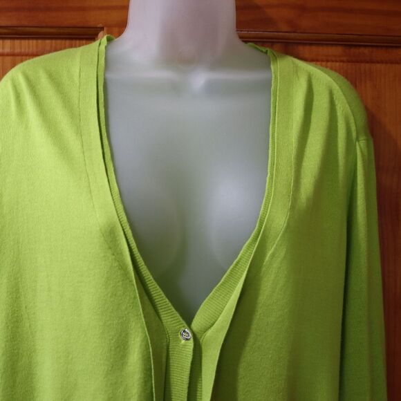 Kenneth Cole Lime Green Cardigan Exposed Zipper Sheer Back LG - Picture 2 of 16